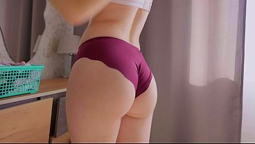 Thumbnail of Stepmom tries on panties: perfect ass tease